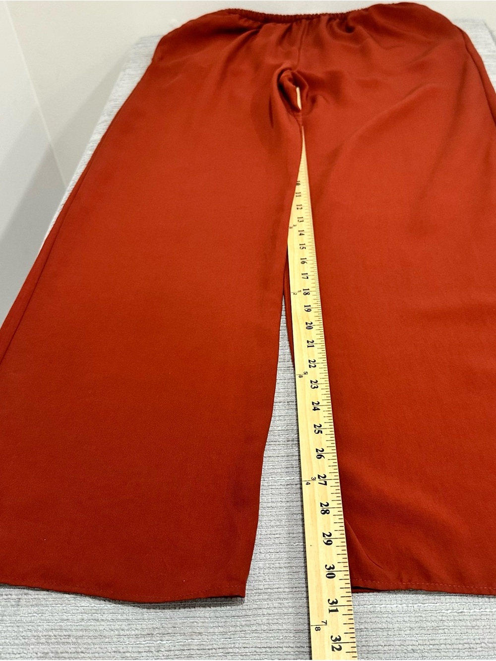 ZARA Wide Leg Fluid Pants Satin Brown Chocolate Elastic Waist Trouser Sz L NWOT - Picture 6 of 10